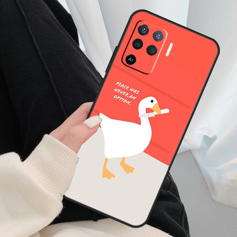 Cartoon Funny Goose Case For Oppo A96 A76 A16 A60 A98 A58 A78 A18 A38 A80 A40 A77 A57 A17 A74 A54 A94 A15 A5 Pro