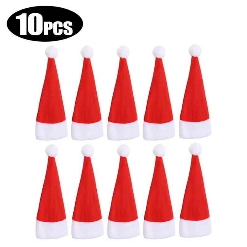

10/20/50 шт. Мини Рождественские Шапочки для Столовых Приборов Вилка Нож Украшения Рождественская Шапка Семейная Вечеринка Маленькая Рождественская Шапочка Шапка Санты Подарки 12x6cm