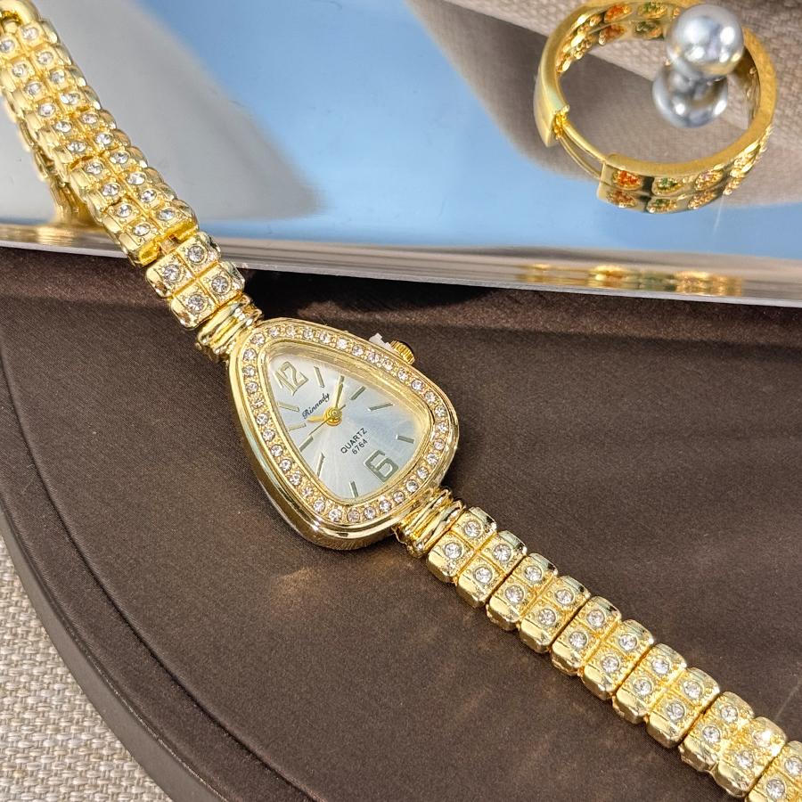 Women's diamond-set snakehead alloy case Sun stripe stripe scale diamond-set fine bracelet quartz watch luxury women's watch
