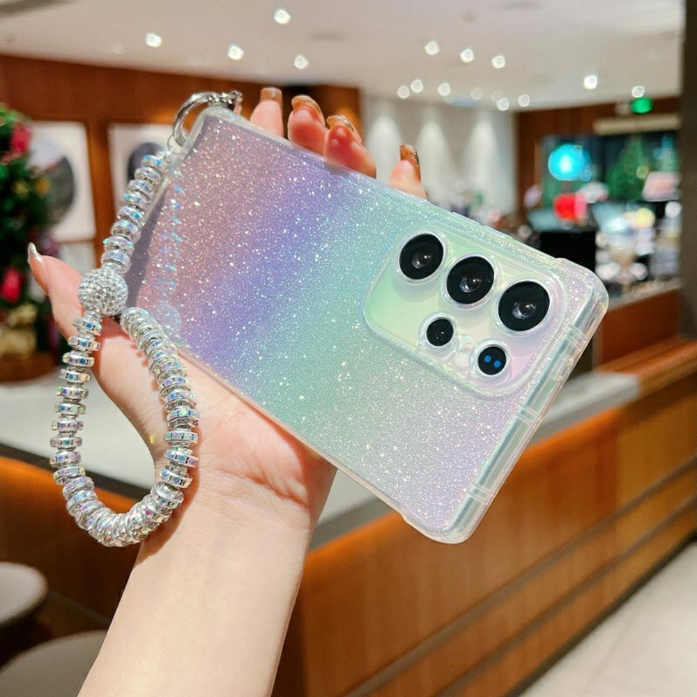 Für Samsung Galaxy S25 Ultra Hülle Gradient Glitter TPU Schutzhülle mit Handschlaufe