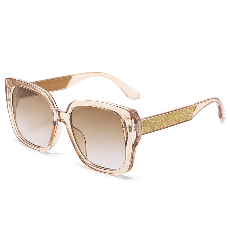 New large frame fashion square frame glasses matte sequin temple decoration personality trendy girls sunglasses 1077