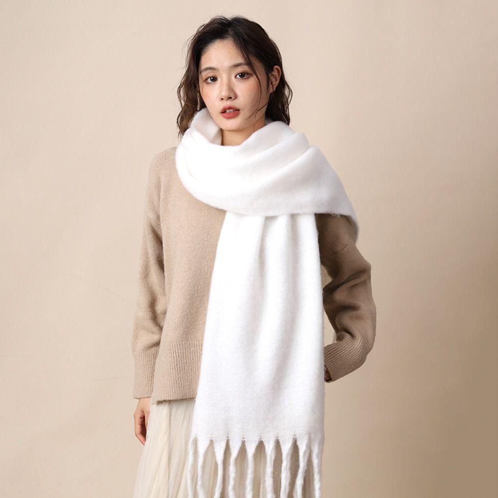 Mohair Winter Cashmere Scarves Tassel Long Shawl Classic Winter Wool Scarf  Student