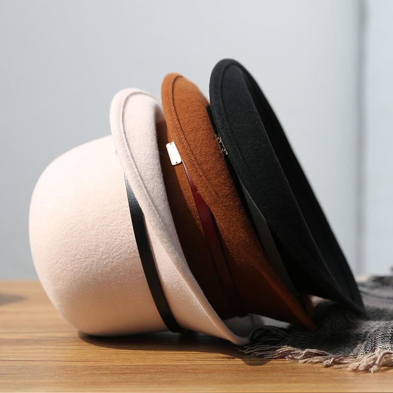 Rongmei Classic Wool Basin Hat Winter Hat Fashion British Dome Women's Banquet Top Hat Curled Hat