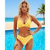 Costume da bagno a due pezzi europeo e americano da donna, colori a contrasto, con laccetto al collo, effetto push-up, vita alta, Bikini sexy