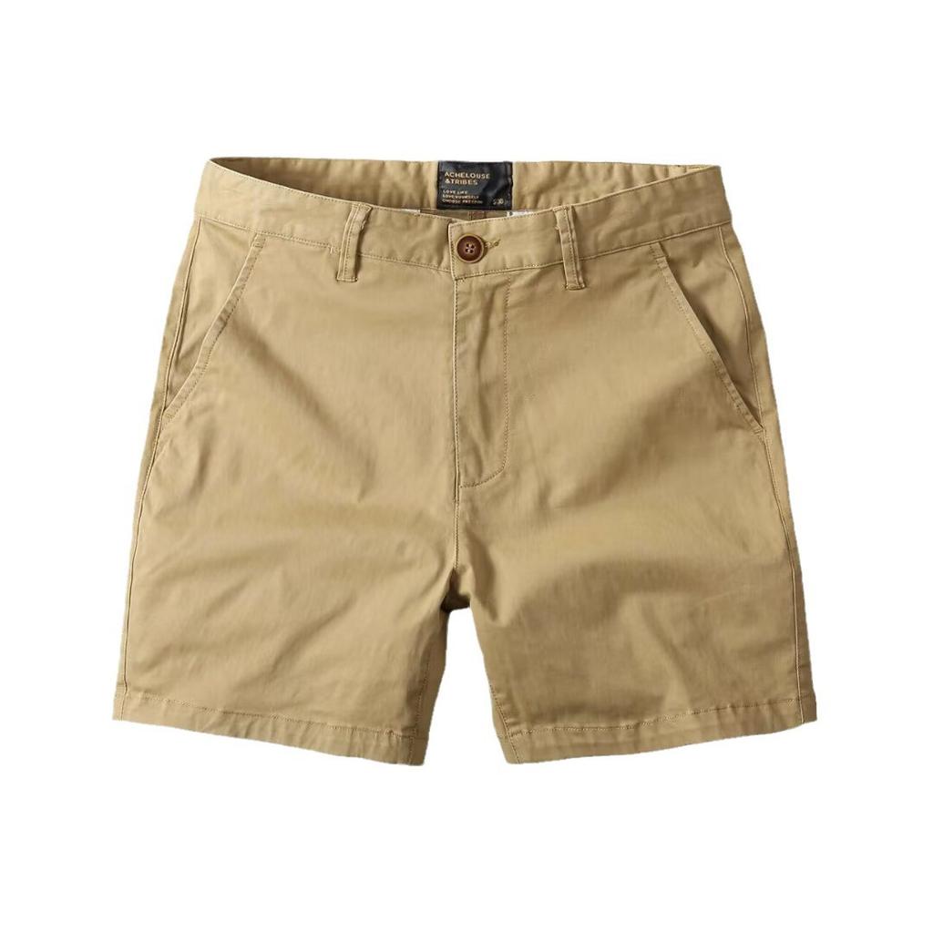 Summer Men's Slim Fit Straight Shorts Men Casual Workwear Beach Shorts Male Elastic Waist Multi Pockets Sportwear Men Cotton Pants