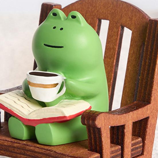 Unique Rocking Chair Design Decorate Compact Funny Frog Sculpture Desktop Decoration Home Supplies Miniature Frog Figurines
