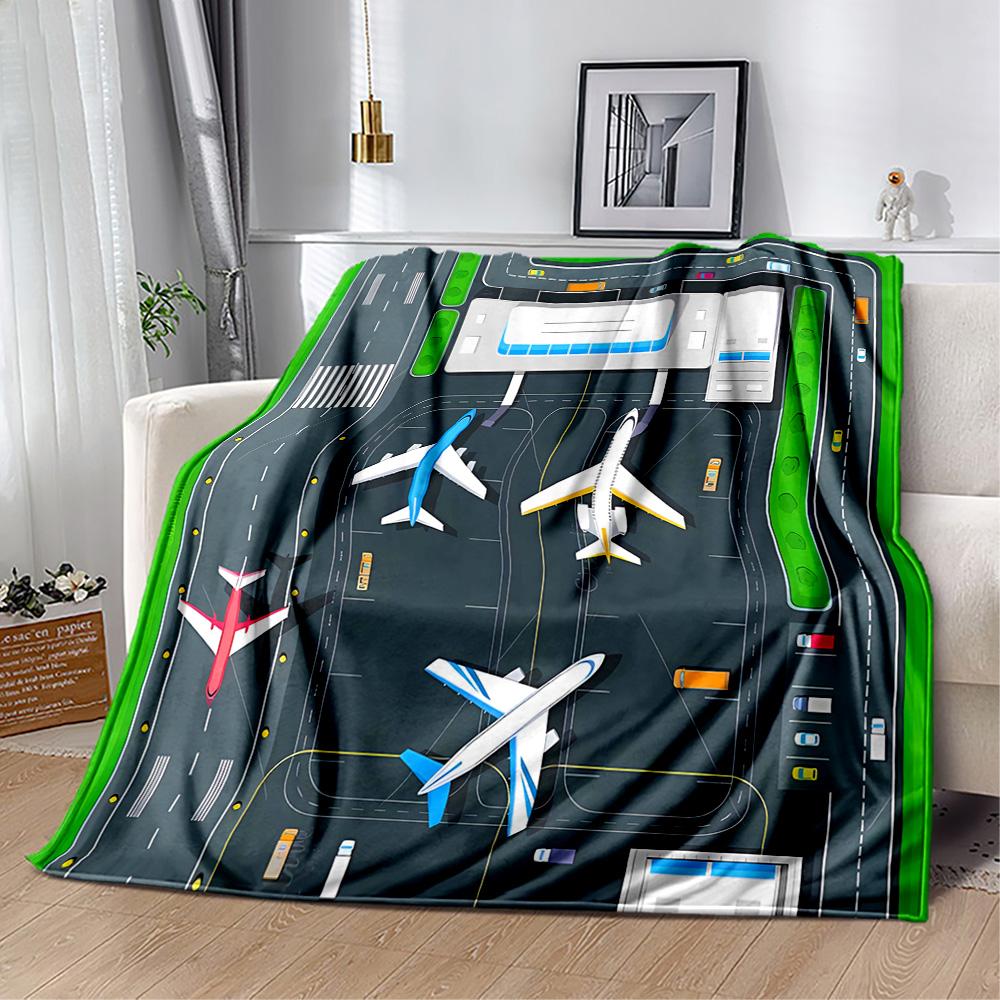 Airport Runway Design Flannel Blanket - Soft and Suitable for Sofas, Beds, Offices, Travel, All Seasons, and The Best Gift for The Holidays.
