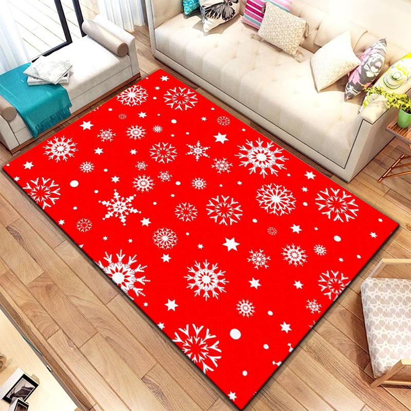 Art Snow Christmas HD-bedruckter großer Teppich, Teppich für Wohnzimmer, Schlafzimmer, Sofa, Dekoration, rutschfeste Fußmatten