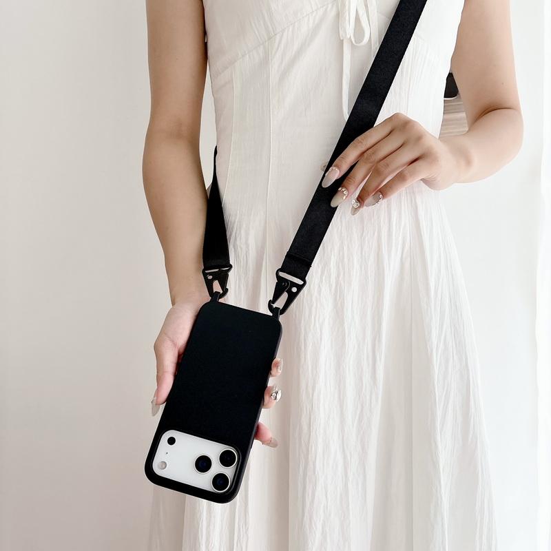 Crossbody Lanyard Phone Case For Samsung S25 Ultra S24 FE S23 S22 A16 A55 A35 iPhone 16 Pro Max 15 14 13 12 11 Shockproof TPU Solid Color Soft Cover