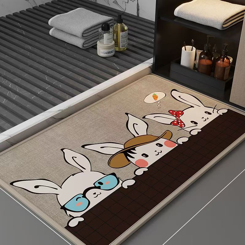 Bathroom Linen Floor Mat Toilet Absorbent Mat Toilet Door Non-Slip Foot Mat Toilet Door Mat Quick Drying Carpet