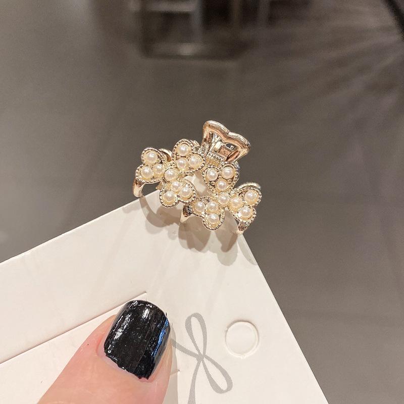 Pearl Rhinaute Small Hair Clip Female Net Celebrity Delicate High Ponytail Clip Korean Advanced Side Broken Hair Clip Headwear