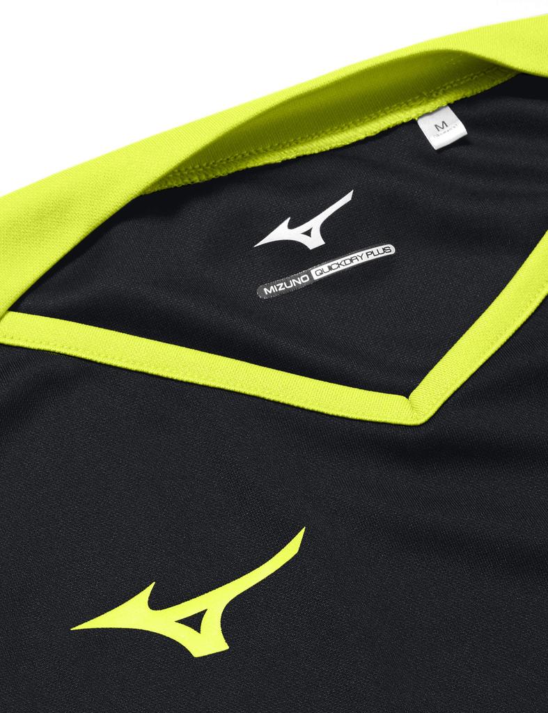Mizuno Women's Volleyball Practice Cap Sleeve Shirt, V2MA8282, Size 94, Black X Lime Green, XL, Moisture-Wicking, Quick-Drying, Deodorizing, Game Wear
