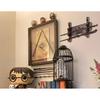 Handicraftviet Wand Display Stand Wall Mount, Handmade Carved Wooden Holder Wands 3 Tiered for Collection, Black (3 slot wand stand)