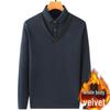 Middle-aged & Elderly Men's Thickened Velvet Knit Sweater Faux Two-Piece