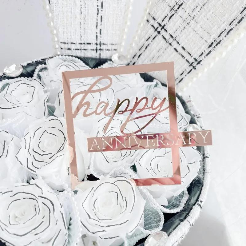 

Боковые розово-золотые топперы для торта на день рождения, акриловый топпер для торта на день рождения для украшения торта на вечеринку по случаю дня рождения ребенка