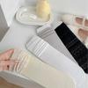 Female Spring and Summer Pure Color Lace Hollow Mesh Breathable Sweet All Build In Tube Socks