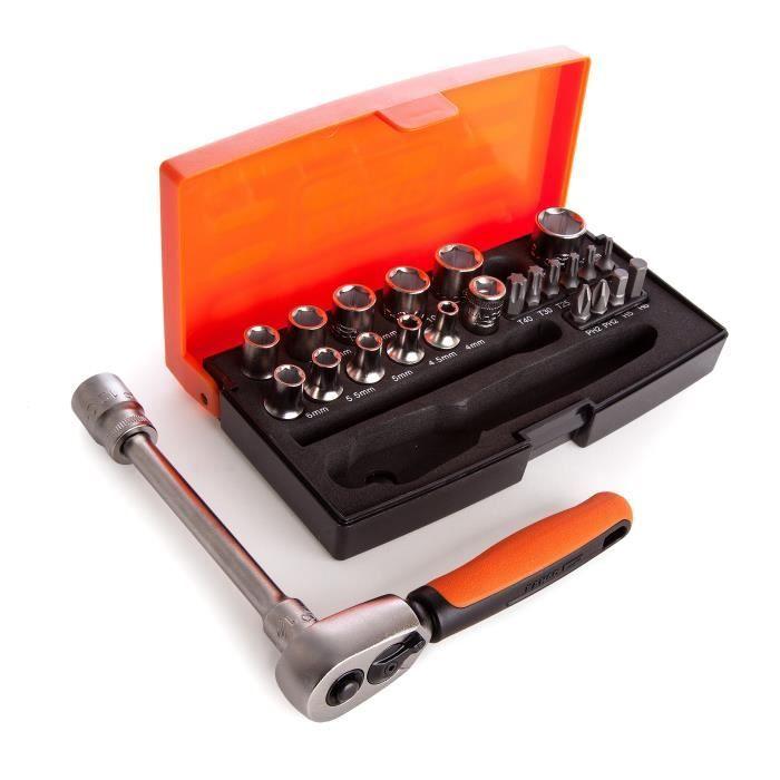 Jeu de douilles BAHCO 1/4 po 25 pcs SL25 - Alliage d'acier haute performance - Finition micro mate