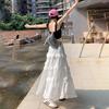 High-waisted A-line Long Skirt, White Skirt, Summer Lace Versatile Gentle Style Cake Umbrella Skirt