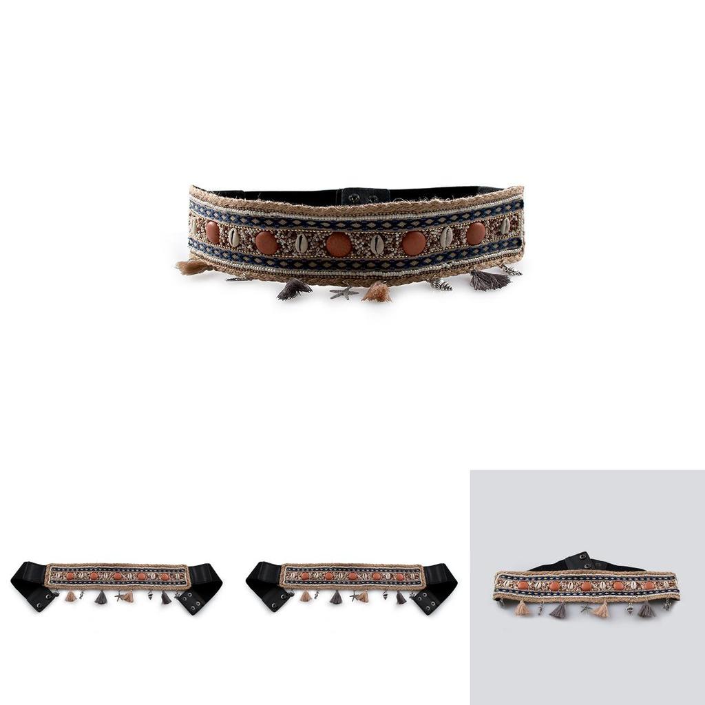 Summer Womens Belt With Faux Leather Material And Embroidery Design