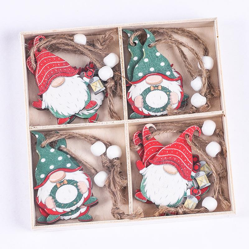 12Pcs Faceless Xmas Gnome Wooden Decoration Christmas Tree Window Wall Hanging Ornament