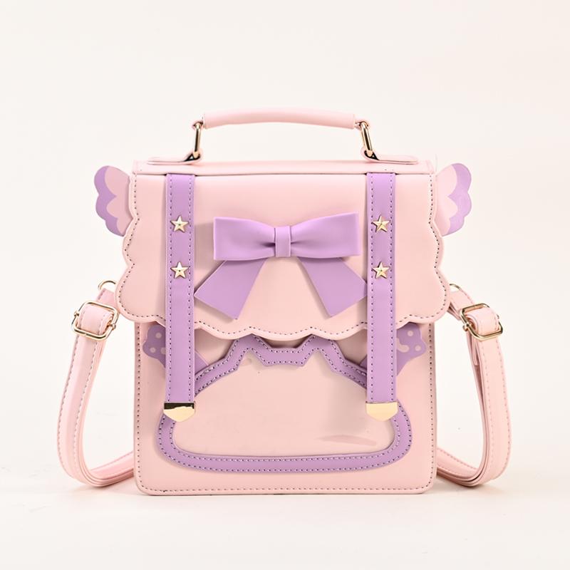 

Fashion Ita Bags Luxury Leather Japanese Lolita Girls Crossbody Messenger Bag Lady Uniform Shoulder Handbag School Backpack S розовый