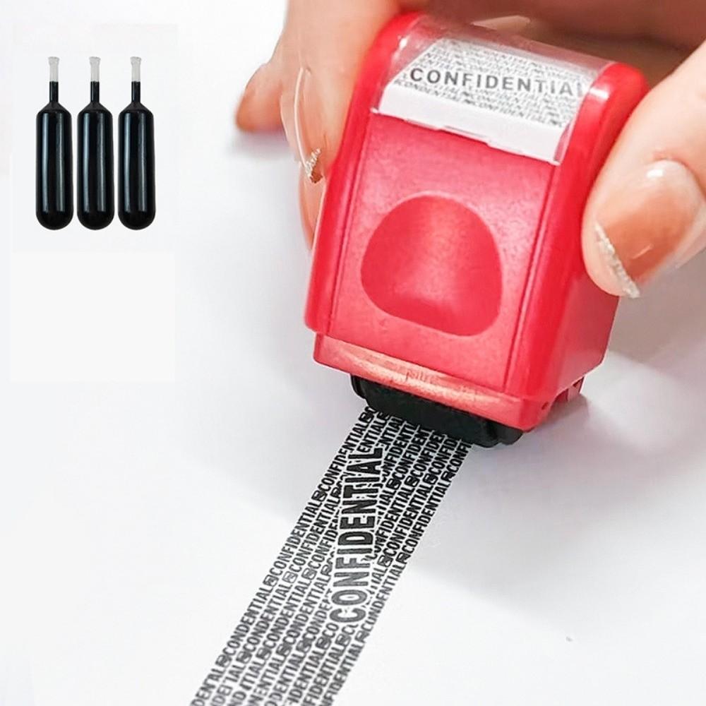 Leakproof Identity Theft Protection Roller Stamp Portable Roller Stamp Manual Roller Stamp Garbled Chapter Ink Refill