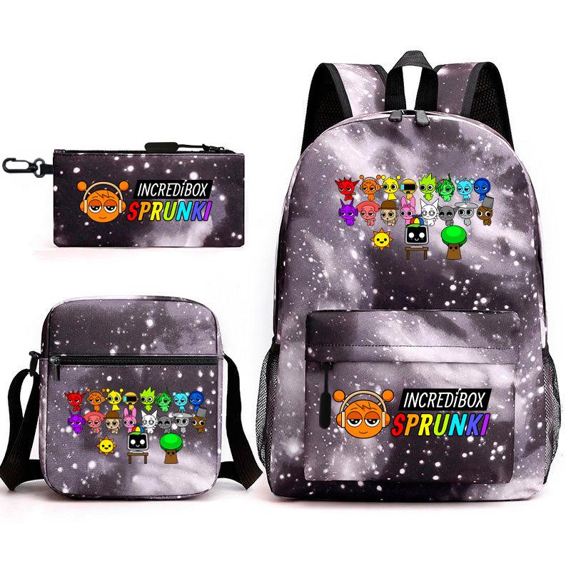 3D New Game Rhythm Box Sprunki School Bag Backpack Elementary and Secondary School Backpack Crossbody Bag Pencil Bag D