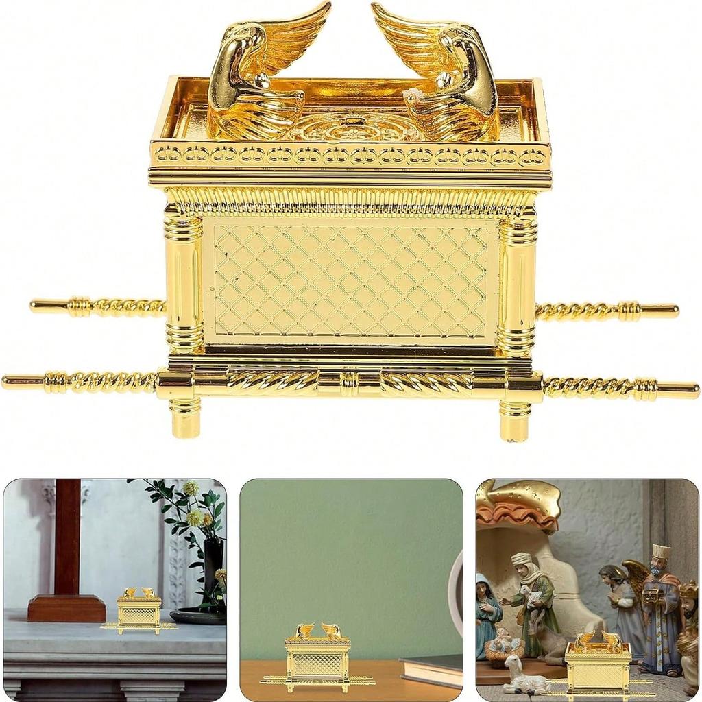 Arcul Alianței Model Istoric Replică Placat cu Aur Figurină Decorativă de Sărbătoare pentru Casă Design Egiptean Antic