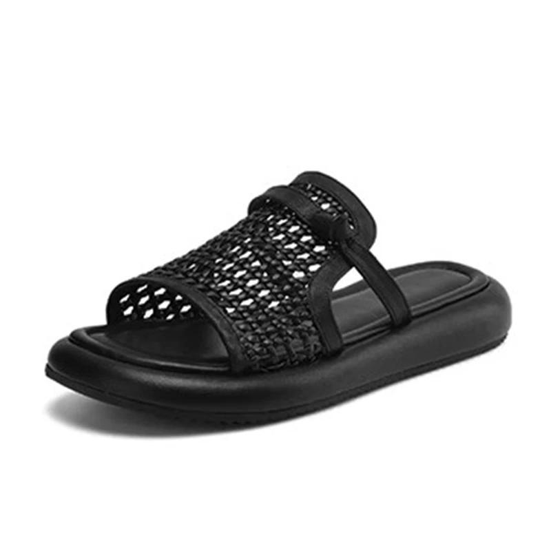 Women's Flats Slippers Casual Summer Shoes Weave Sandals 2025 Woman Beach Flip Flops New Walking Slides Mujer Zapatos