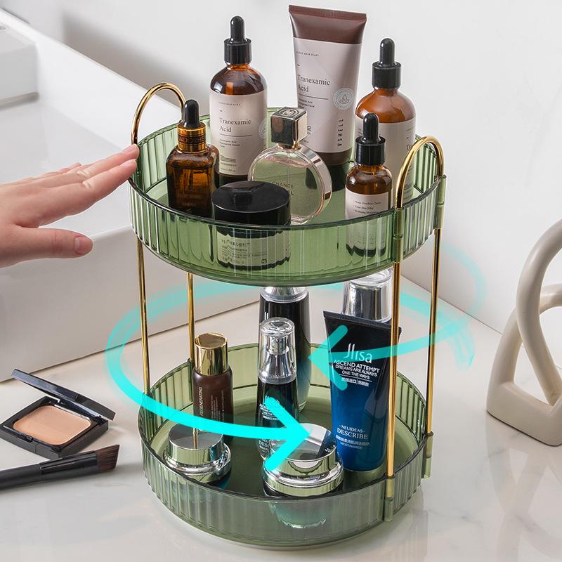 Luxury Rotating Cosmetic Organizer: Bathroom Shelf & Dressing Table Storage for Lipsticks & Skincare Products