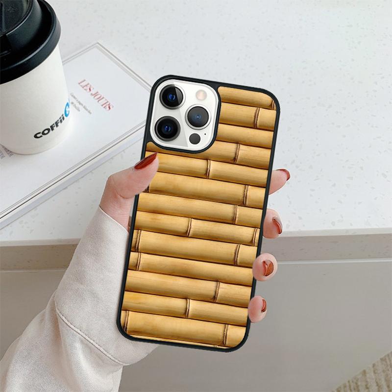 Bamboo Inlay Style Phone Case For iPhone 17 Air 16 Pro Max 15 14 Plus 12 13 Shell Cover Coque