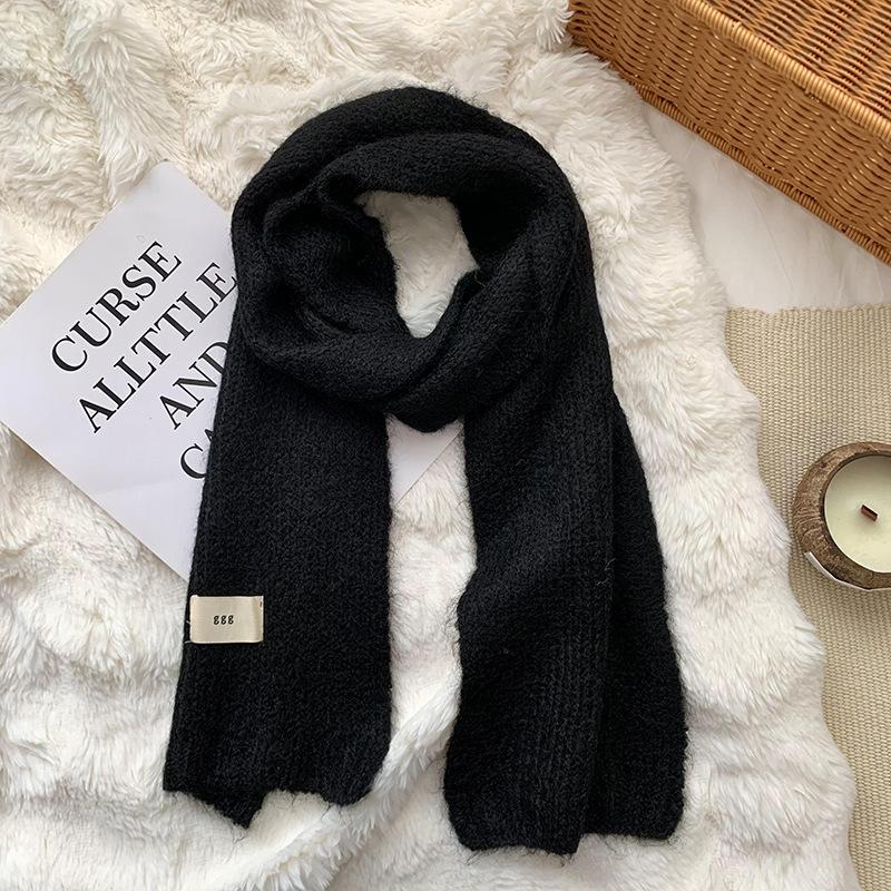 Scarf women's winter high-end sense new solid color warm imitation cashmere scarf knitted scarf shawl