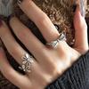 Y2K Vintage Flower Bowknot Open Ring for Women Metal Style Hollow Petals Silver Color Trendy Finger Accessories Fashion Jewelry