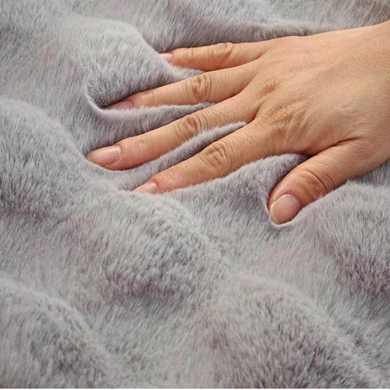 Thicken Rabbit Plush Sofa Cover Universal Non-slip Mat Winter Warm Soft Towel Couch Cushion for Living Room Home Decor