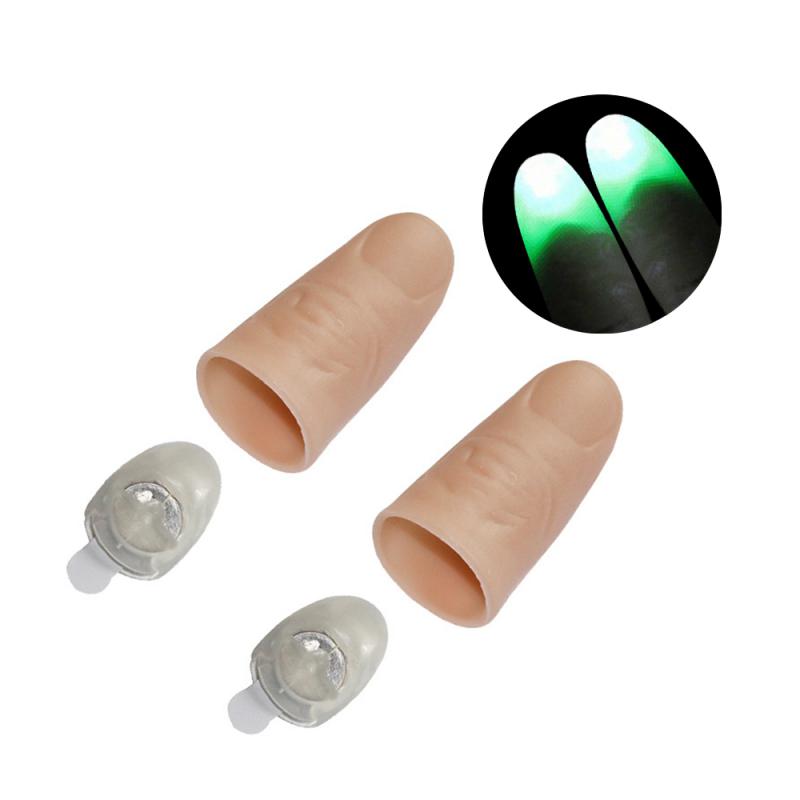1/2/4pair Thumb Tip Finger Fake Magic Trick Funny Flashing Fingers Funny Prank Party Magician Accessories LED Glow Festival Gift