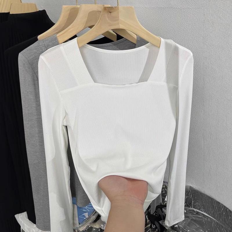 

Women s European Square Collar Slim Fit Long Sleeve Top for Autumn/Winter XL ~125 lbs