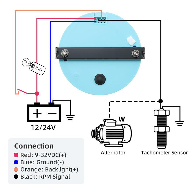 85mm Tachometer  Auto Marine RPM Meter Gauge 8000RPM REV Counter LCD Hourmeter with Red Backlights 12V 24V
