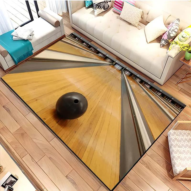Bowling Party Area Rug for Boys Bedroom Living Room Decor Bowling Ball Carpet Sport Theme Floor Mat Non Slip Entrance Doormat