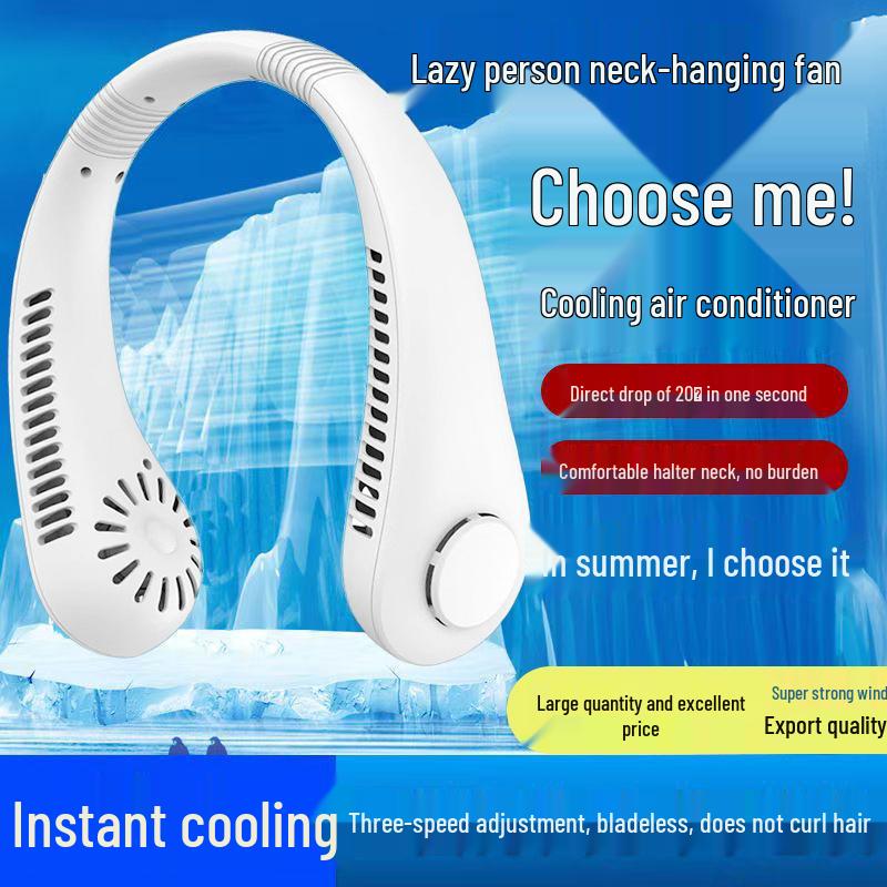 Leafless USB Neck Fan: High Power, Low Noise, Portable Turbine for Outdoor Cooling