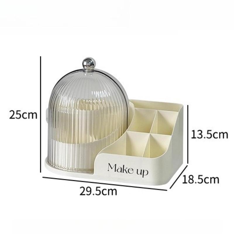 Cosmetic Storage Box Organizer Desktop Transparent Dustproof Rotating Table Makeup Brush Storage Holder Partition Lipstick Rack