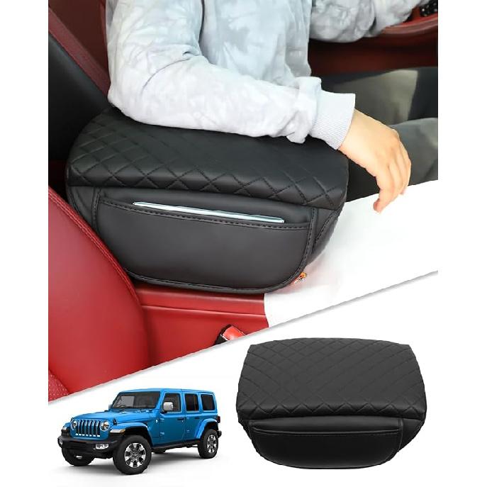 For 2024 2025 Jeep Wrangler JL 2018- Center Console Cover For Jeep Gladiator JT -2025 Armrest Cover Jeep Accessories Arm Rest Pad Console Cushion Lid for Wrangler JL 2018-2025