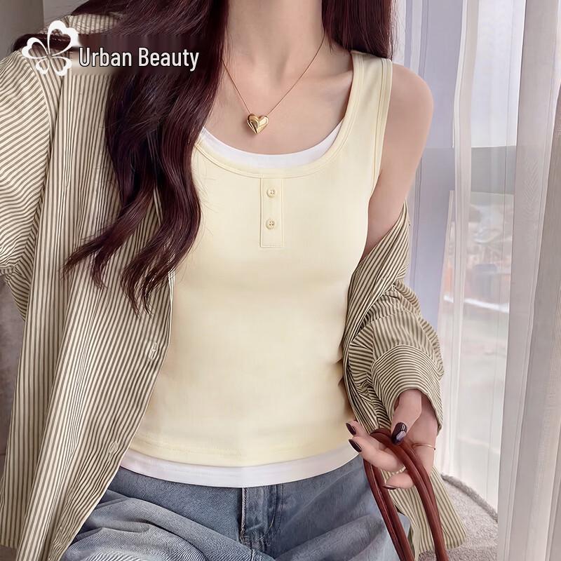 Women s Henley Neck Contrast Patchwork Camisole S