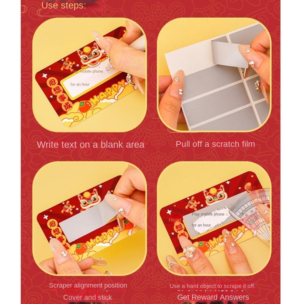 Cartoon 2025 New Year's Wish Scratch Card DIY Gift Handwritten Scratch Joy Easy to Demold Handmade Reward Scratch Card