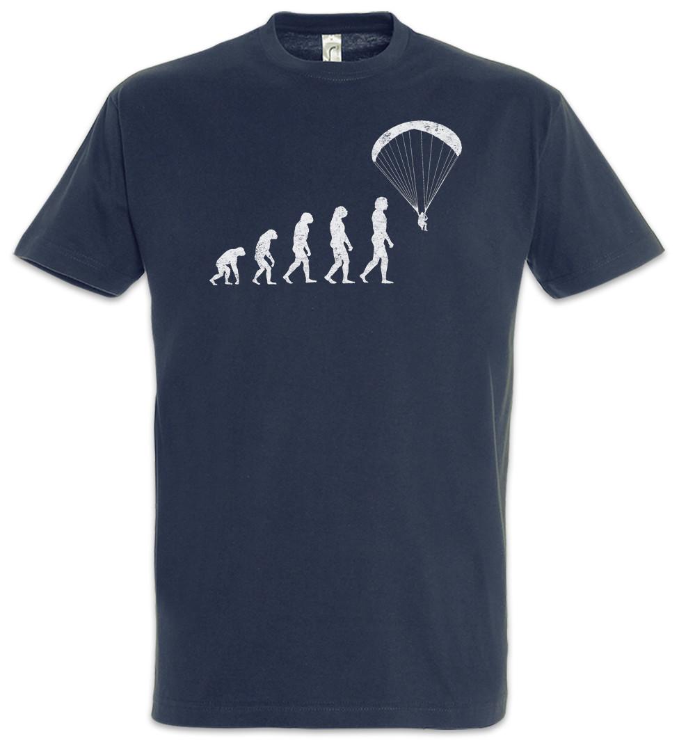 Paragliding Evolution T-Shirt Mens Womens Tees Top Fun Paraglider Sports Coach Training Human L