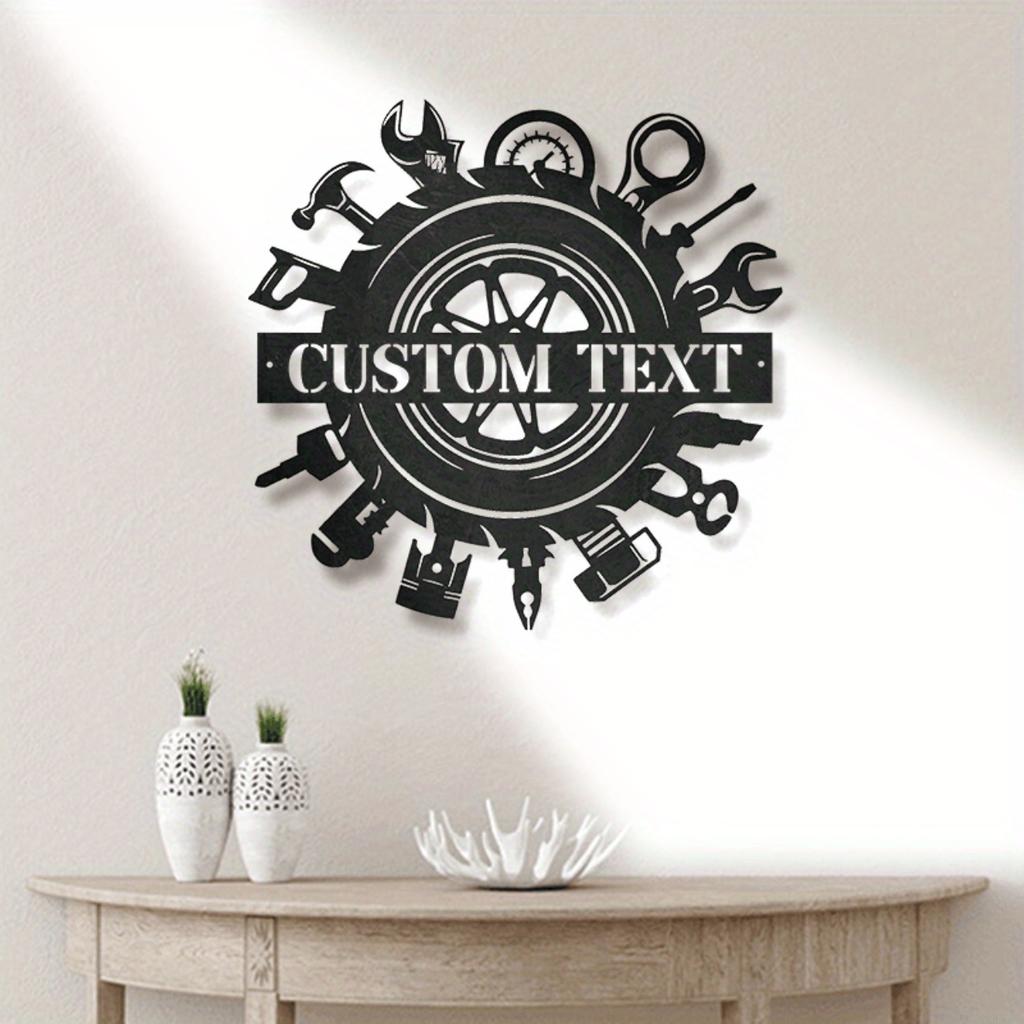 Durable Metal Wall Sign Wrench Gear Garage Decor Custom