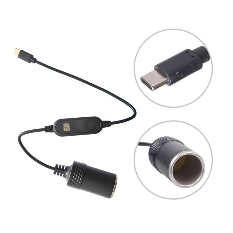 5V To 12V Type C Car Chargers Adapters With Power Indicator For Car Electronics And Accessories