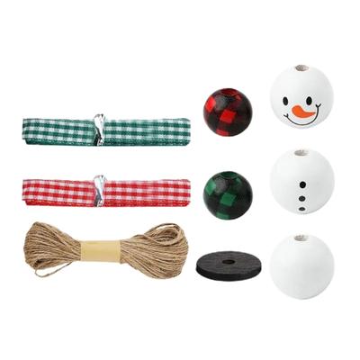 Christmas Wooden Beads for Craft Round Craft Beads Winter Snowmen Beads Crafts DIY Jewelry Making Home Party Decorations