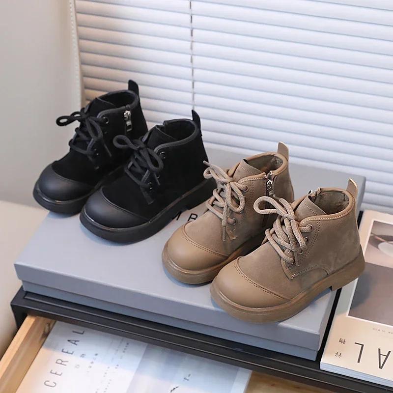 Classic Girl's Ankle Boot Versatile Patchwork Winter Boots for Children Fashion Warm Non-slip Kids Causal Boys Cotton Boots New