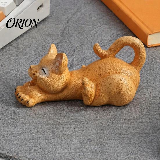 Creative Resin Crafts for Room Stretching Kitten Figurine, Cat Statue, Cute Animal Ornament, Artistic Desktop Decoration Study Compact Home