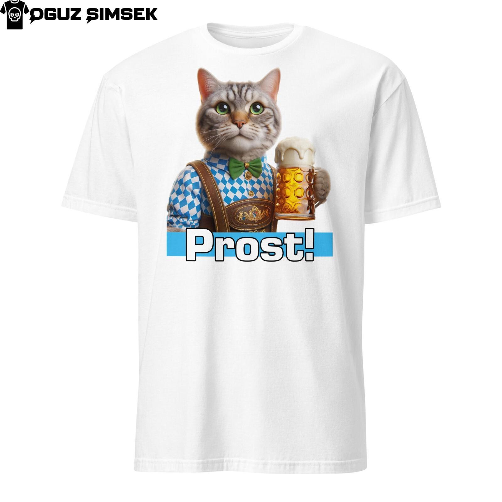 Cat in Traditional Bavarian Clothing Beer Mug T-Shirt Mens Womens Tees Top Prost Cheers Oktoberfest 3XL